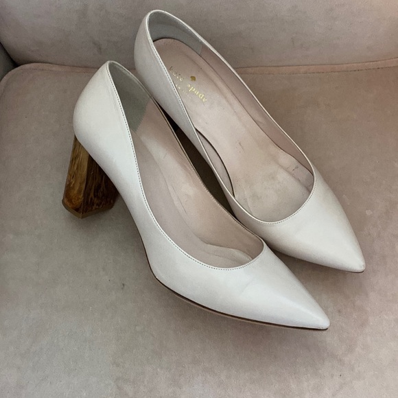 kate spade Shoes - Pale Pink Kate Spade Pumps with Gorgeous Wood Grain Block Heel - Size 10